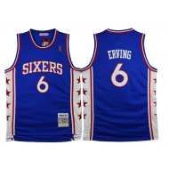 Philadelphia 76ers #6 Julius Erving Blue Throwback Jersey