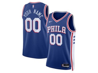 Custom Philadelphia 76ers Blue Icon Edition Swingman Jersey