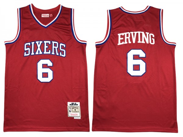 Philadelphia 76ers #6 Julius Erving Red 1982/83 Throwback Jersey