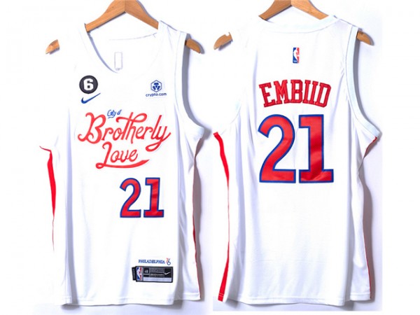 Philadelphia 76ers #21 Joel Embiid 2022/23 White City Edition Swingman Jersey