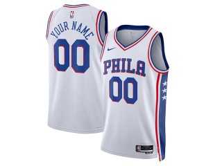 Custom Philadelphia 76ers White Association Edition Swingman Jersey