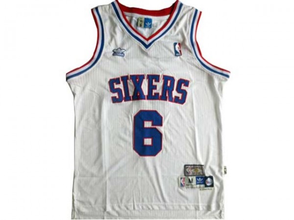 Philadelphia 76ers #6 Julius Erving White Hardwood Classics Jersey