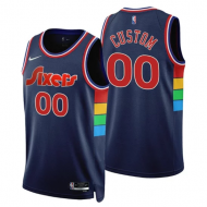 Custom Philadelphia 76ers Navy 75th Anniversary City Edition Jersey