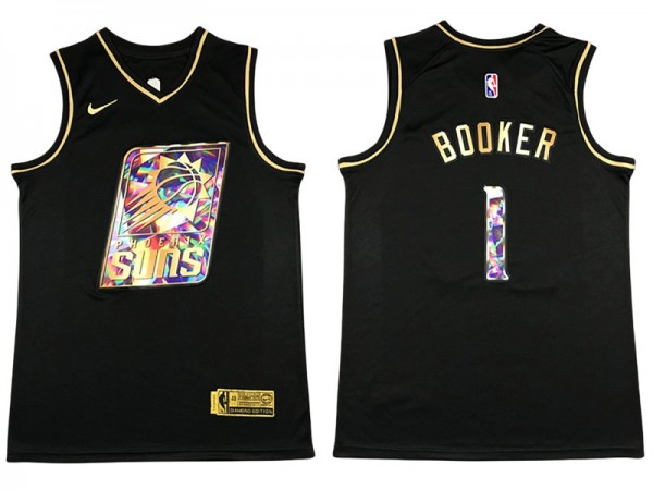 Phoenix Suns #1 Devin Booker Black Gold Diamond Swingman Jersey