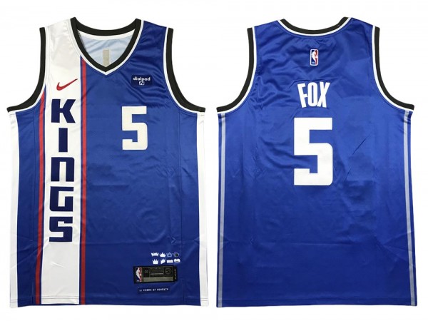 Sacramento Kings #5 De'Aaron Fox Blue 2023/24 City Edition Swingman Jersey