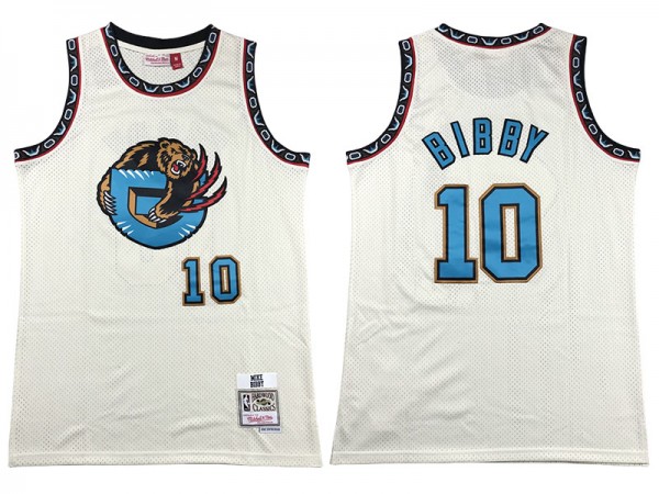 M&N Vancouver Grizzlies #10 Mike Bibby Cream Chainstitch Swingman Jersey