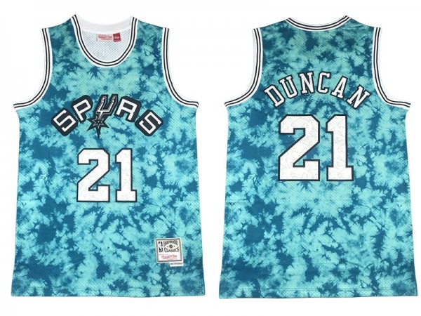 M&N San Antonio Spurs #21 Tim Duncan Blue Sky Hardwood Classics Jersey