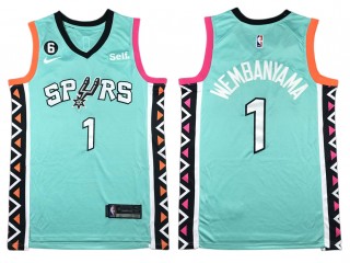 San Antonio Spurs #1 Victor Wembanyama 2022-23 Turquoise City Edition Jersey