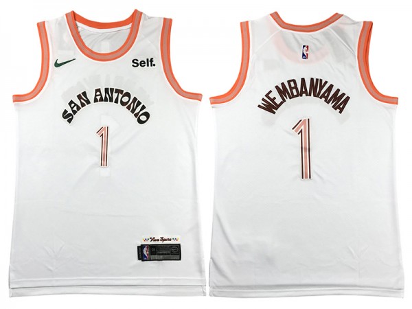 San Antonio Spurs #1 Victor Wembanyama White 2023-24 City Edition Jersey