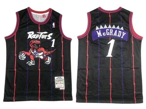 M&N Toronto Raptors #1 Tracy McGrady Black 1998/99 Hardwood Classics Jersey