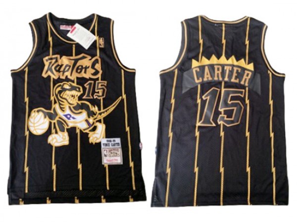 M&N Toronto Raptors #15 Vince Carter Black Golden 1998/99 Hardwood Classics Jersey