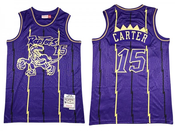 M&N Toronto Raptors #15 Vince Carter Purple/Golden 1998/99 Hardwood Classics Jersey