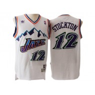 Utah Jazz #12 John Stockton White Hardwood Classic Jersey