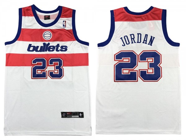 Washington Bullets #23 Michael Jordan White Throwback Jersey