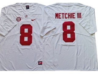 Alabama Crimson Tide #8 JOHN METCHIE III White Football Jersey