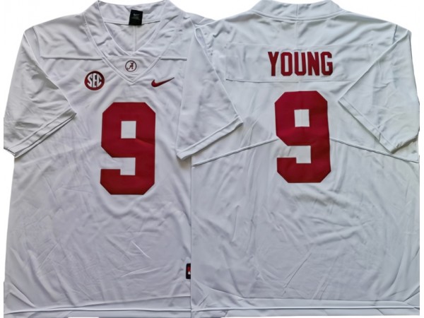 Alabama Crimson Tide #9 BRYCE YOUNG White Football Jersey