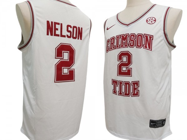 Alabama Crimson Tide #2 Grant Nelson White Basketball Jersey