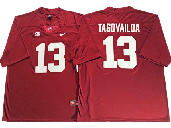 Alabama Crimson Tide #13 Tua Tagovailoa Red Football Jersey