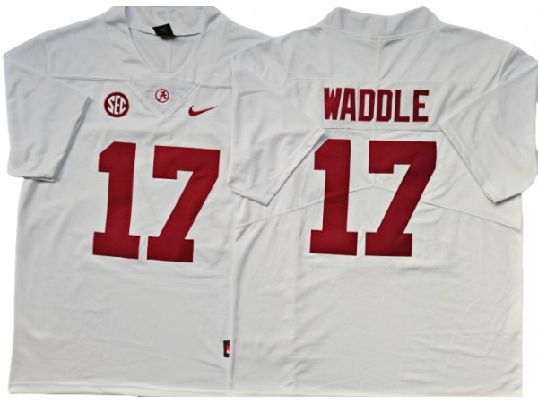 Alabama Crimson Tide #17 Jaylen Waddle White Football Jersey