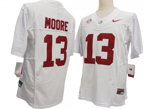 Alabama Crimson Tide #13 Malachi Moore White Vapor F.U.S.E. Limited Jersey