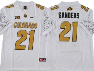 Colorado Buffaloes #21 Shilo Sanders White/Gold Vapor F.U.S.E. Limited Jersey