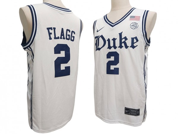 Duke Blue Devil #2 Cooper Flagg White/Navy Basketball Jersey	