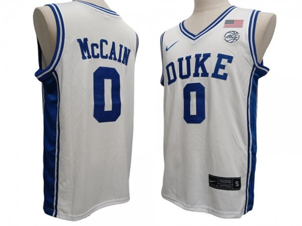 Duke Blue Devil #0 Jared McCain White Basketball Jersey