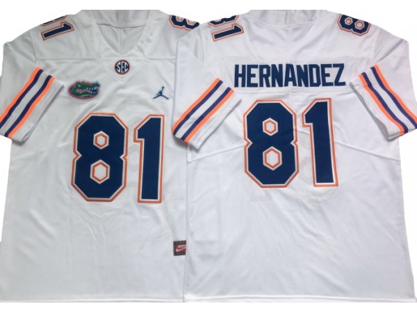 Florida Gators #81 Aaron Hernandez White Football Jersey