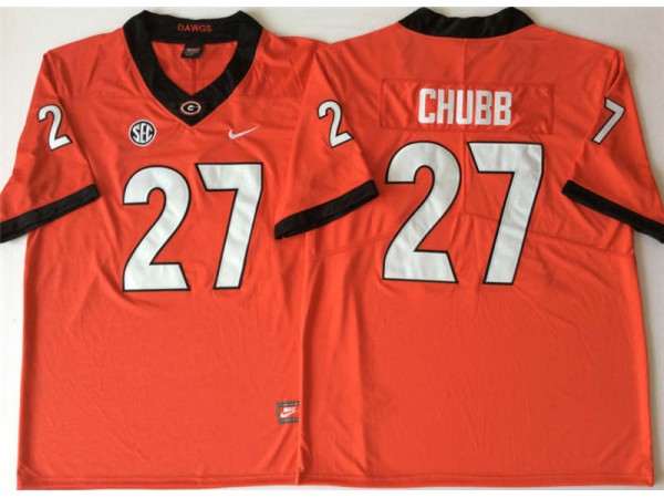 Georgia Bulldogs #27 Nick Chubb Red Football Jersey