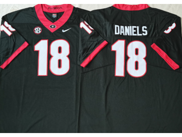 Georgia Bulldogs #18 JT DANIELS Black Football Jersey