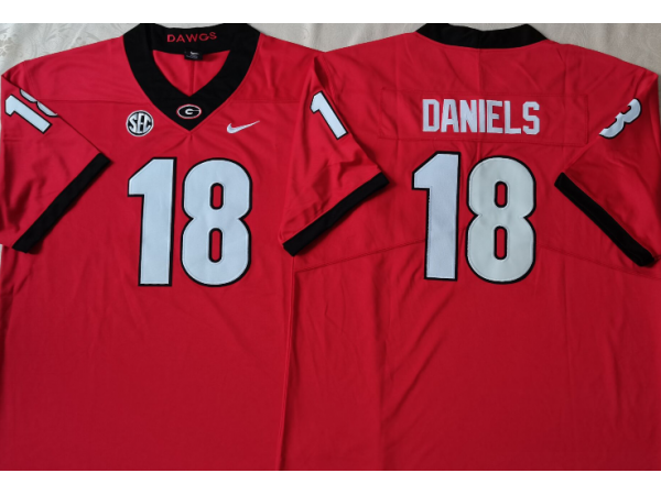 Georgia Bulldogs #18 JT DANIELS Red Football Jersey