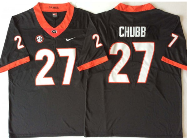 Georgia Bulldogs #27 Nick Chubb Black Football Jersey