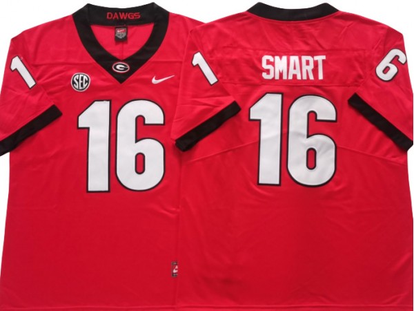 Georgia Bulldogs #16 Kirby Smart Red Football Jersey