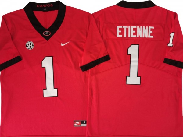 Georgia Bulldogs #1 Trevor Etienne Red College Football Jersey