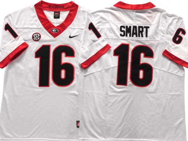 Georgia Bulldogs #16 Kirby Smart White Football Jersey