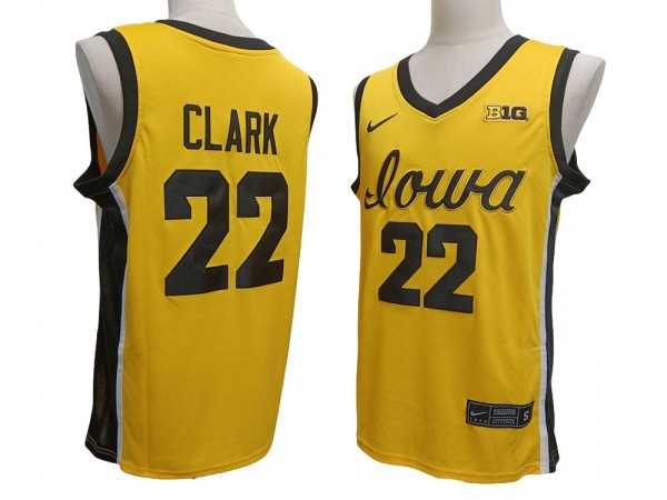 Iowa Hawkeyes #22 Caitlin Clark Yellow Basketball Jersey