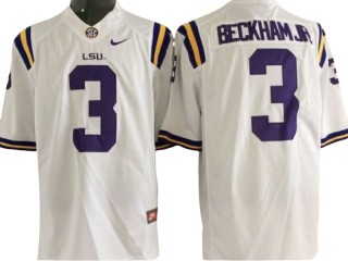 LSU Tigers #3 Odell Beckham Jr. White Football Jersey