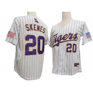 LSU Tigers #20 Paul Skenes White Pinstripe Baseball Jersey