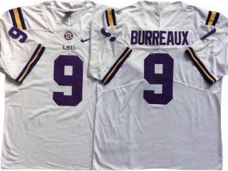 LSU Tigers #9 White Football Jersey -  Joe Burreaux 