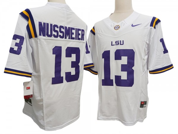 LSU Tigers #13 Garrett Nussmeier White Vapor F.U.S.E. Limited Jersey