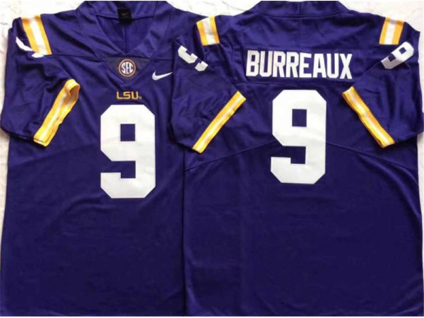 LSU Tigers #9 Purple Football Jersey - Joe Burreaux 