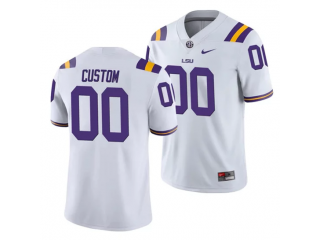 Custom LSU Tigers White College Football Jersey