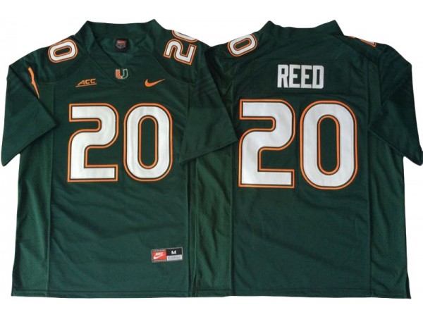 Miami Hurricanes #20 Ed Reed Green Football Jersey