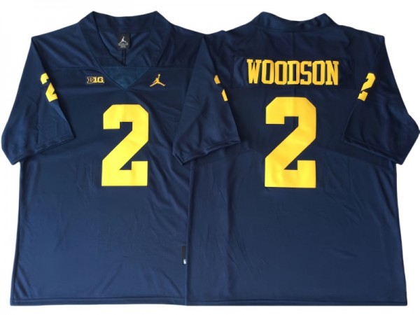 Michigan Wolverines #2 Charles Woodson Navy Football Jersey