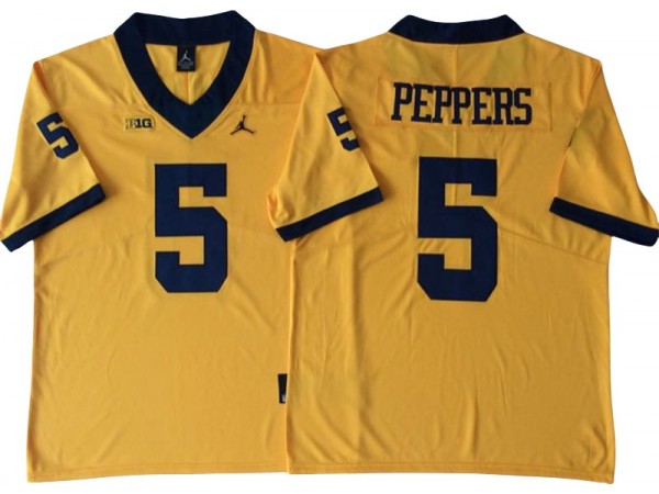 Michigan Wolverines #5 Jabrill Peppers Yellow Football Jersey