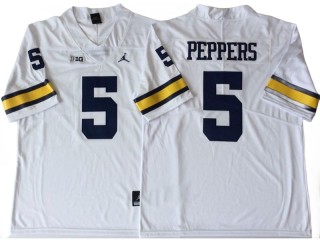 Michigan Wolverines #5 Jabrill Peppers White Football Jersey