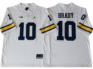 Michigan Wolverines #10 Tom Brady White Football Jersey