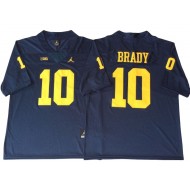 Michigan Wolverines #10 Tom Brady Navy Football Jersey