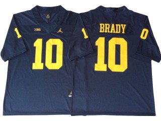 Michigan Wolverines #10 Tom Brady Navy Football Jersey