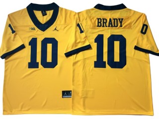 Michigan Wolverines #10 Tom Brady Yellow Football Jersey